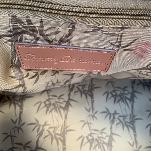 Tommy Bahama Canvas Travel Bag Mojito Blue Duffle Basketweave Trim 20" x 14" x 8 - Picture 9 of 12